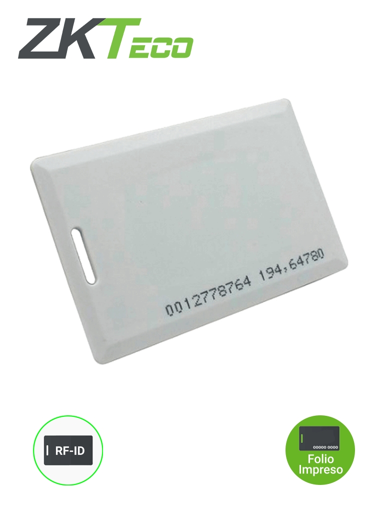 Imagen de ZKTECO IDCARDKR2K - Tarjeta ID con Frecuencia de 125 kHz, Tipo Clamshell (Perforada y Con Grosor de 1.88 mm) con Folio Impreso  