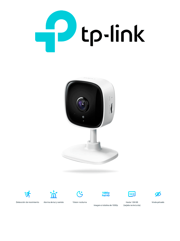 Imagen de TP-LINK TAPO C100 - Cámara IP Inalámbrica para Interior de 2 MP con visión nocturna de 9 m, detección de movimiento, micrófono y bocina integrados, además de lente fijo de 3.3 mm, notificaciones push, ranura Micro SD y WiFi 2.4 GHz.