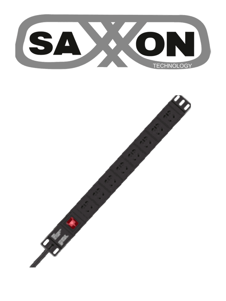 Imagen de SAXXON SXPDU8P10A - Barra PDU con 8 Contactos Individuales / 10A / 1UR / Protección contra rayos / Aleación de Aluminio