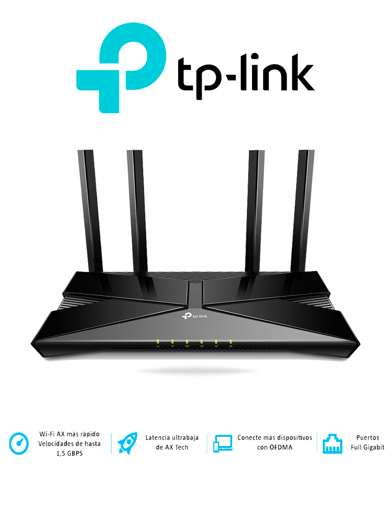 Imagen de TP-LINK Archer AX10 - Ruteador WiFi 6 AX 1500 Mbps con 1 puerto WAN RJ45 Gigabit Ethernet, 4 puertos LAN RJ45 Gigabit Ethernet, tecnologías MU-MIMO 2X2 y OFDMA, además 4 antenas con Beamforming.  