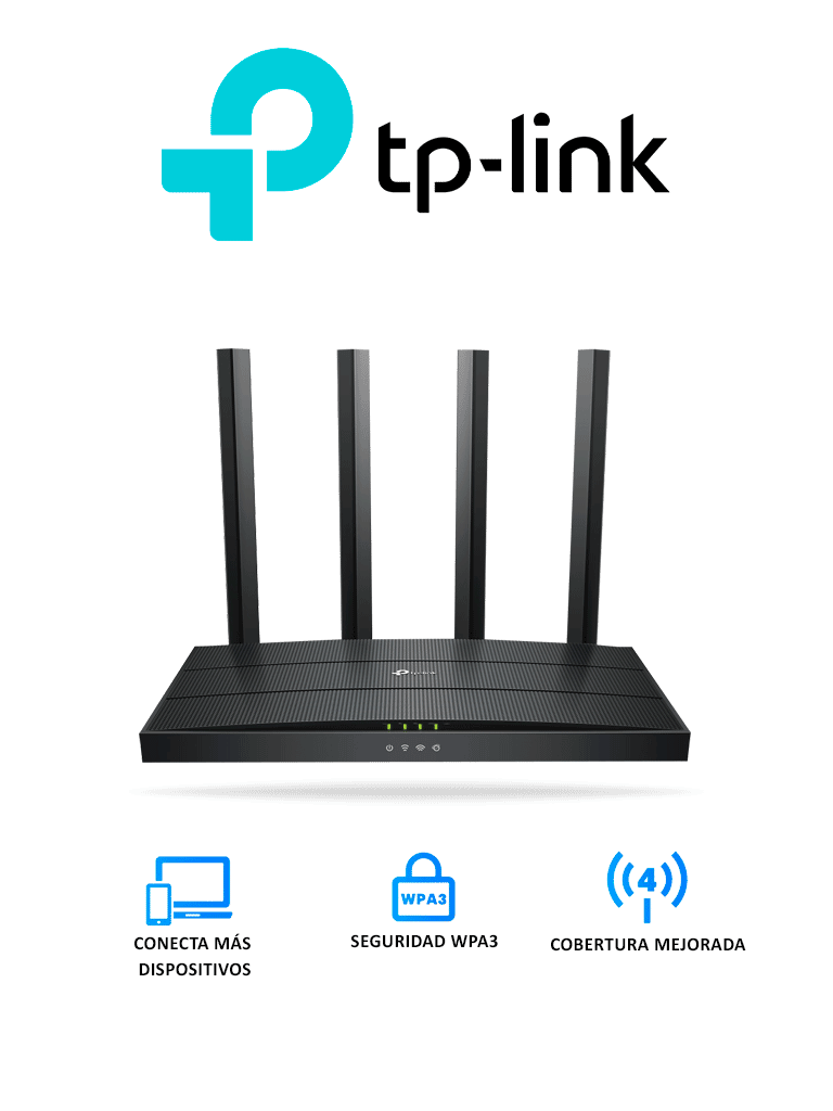 Imagen de TP-LINK Archer AX12 - Ruteador WiFi 6 AX 1500Mbps con 1 puerto WAN RJ45 Gigabit Ethernet, 3 puertos LAN RJ45 Gigabit Ethernet, tecnologías MU-MIMO y OFDMA, además 4 antenas con Beamforming.