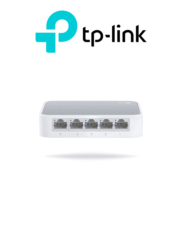 Imagen de TP-LINK TL-SF1005D - Switch de escritorio con 5 puertos RJ45 Fast Ethernet, diseño en plástico y configuración plug and play. 