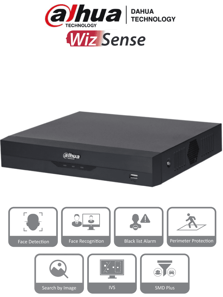 Imagen de DAHUA NVR2116HS-I2 - NVR de 8 Megapixeles/ 4k/ 16 Canales IP/ WizSense/ Con IA/ Rendimiento de 144 Mbps/ Smart H.265+/ 1 Ch de Reconocimiento Facial o 1 Canal de Protección Perimetral o 4 Canales de SMD/ 1 Puerto SATA 10 TB/ HDMI&VGA/ Onvif/ 