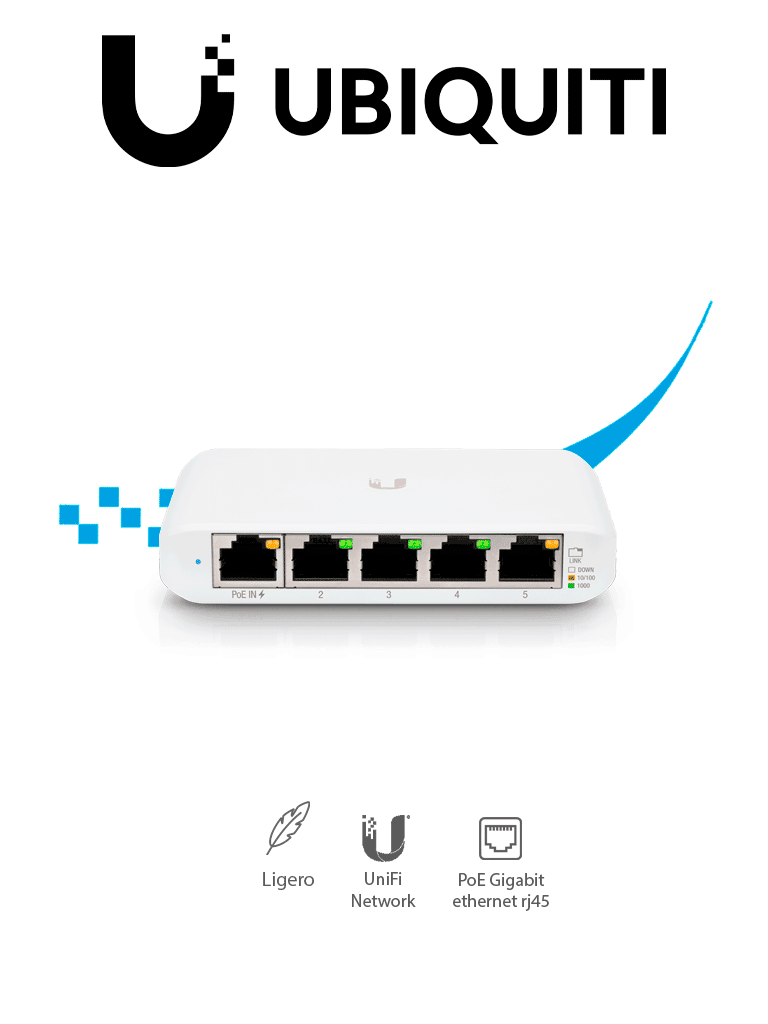 Imagen de UBIQUITI USW-FLEX-MINI Switch UniFi Administrable Compacto de 5 Puertos 10/100/1000 Mbps, entrada de PoE 802.3af/at 