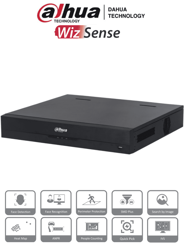 Imagen de DAHUA NVR4416-16P-EI - NVR de 8 Megapixeles/16 Canales IP/ WizSense/ 4k con IA/ 16 Puertos PoE af/at/ 4 Bahias para Discos Duros/ 1 Canal de Reconocimiento Facial por NVR/ 4 Ch con SMD Plus/ Soporta Cámaras con IA/ 10 Bases de Datos de Rostros/ 