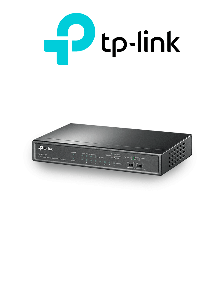 Imagen de TP-LINK TL-SG1008P - Switch Gigabit PoE+ no administrable de 8 puertos 10/100/1000 Mbps, solo 4 puertos PoE, ideal para escritorio