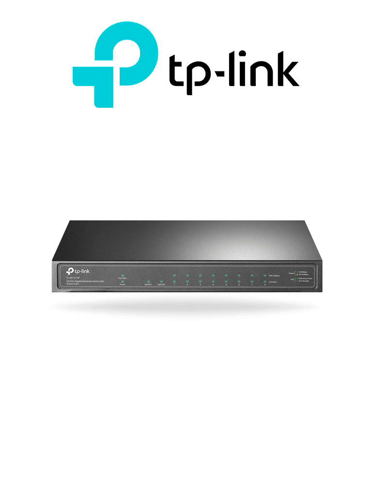 Imagen de TP-LINK TL-SG1210P -  Switch de escritorio PoE+ no administrable con 8 puertos 10/100/1000 Mbps, 1 puerto 10/100/1000 Mbps (Uplink), 1 puerto SFP y capacidad de suministro de 63W.