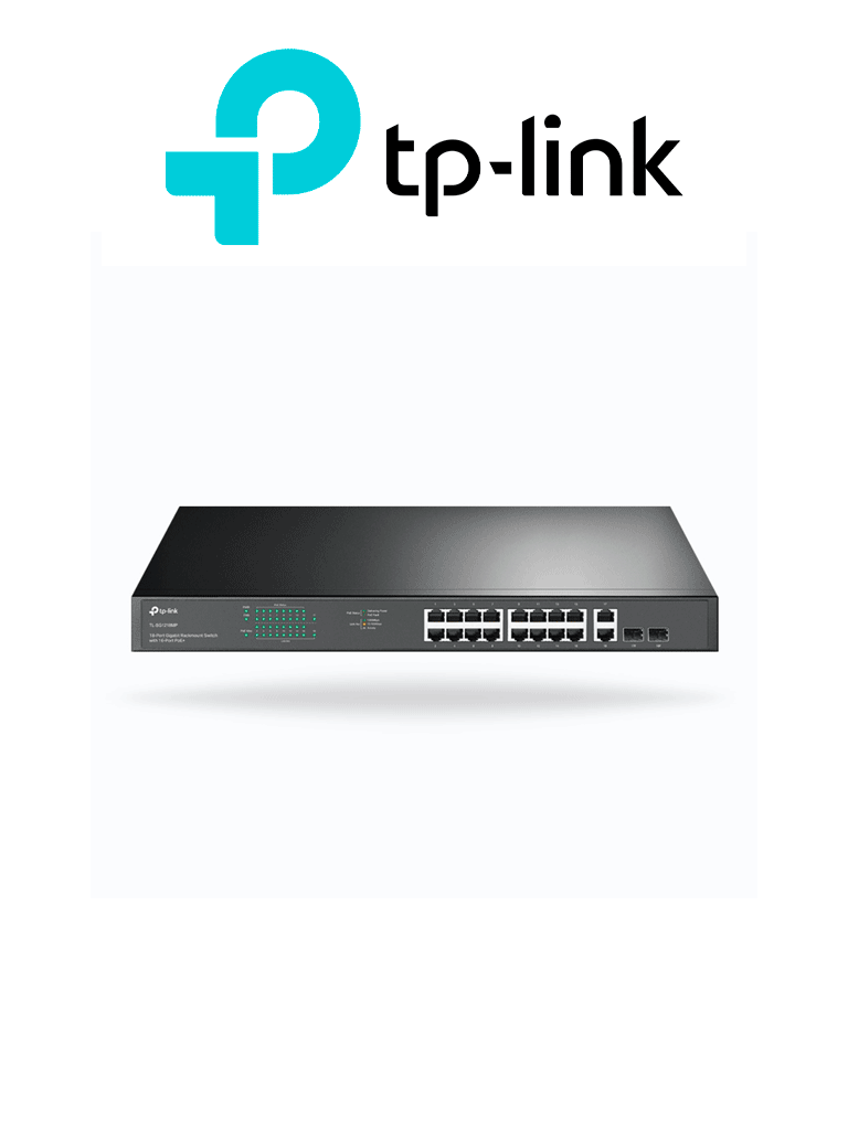 Imagen de TP-LINK TL-SG1218MP - Switch no administrable de 16 puertos 10/100/1000Mbps y PoE af/at con 2 puertos SFP hasta 250W.