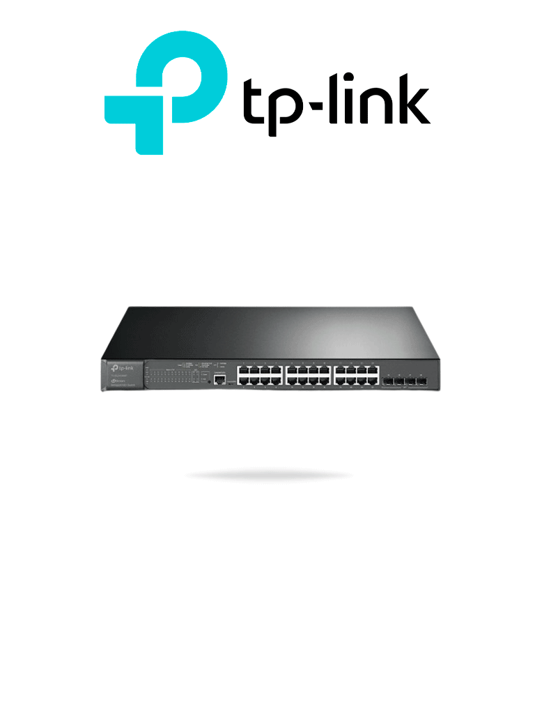 Imagen de TP-LINK SG3428MP -  Switch L2+ Omada PoE+ con 24 puertos PoE+ 10/100/1000 Mbps, 4 puertos SFP 1G, consola RJ45 y microUSB, además gestión centralizada Omada o Stand-Alone, con soporte Multicast IGMP, QoS y presupuesto PoE 384W.