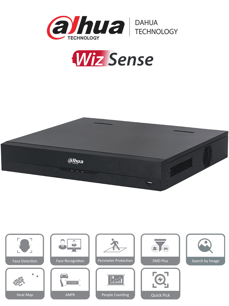 Imagen de DAHUA DHI-NVR4432-16P-EI -  NVR de 8 Megapíxeles/ 4K WizSense/ 32 Canales IP/ 16 Puertos PoE/ 4 Bahías de Discos Duros/ Smart H.265+/ 1 Canal de Reconocimiento Facial/ SMD Plus/ Rendimiento de 256 Mbps/ Quick Pick/  