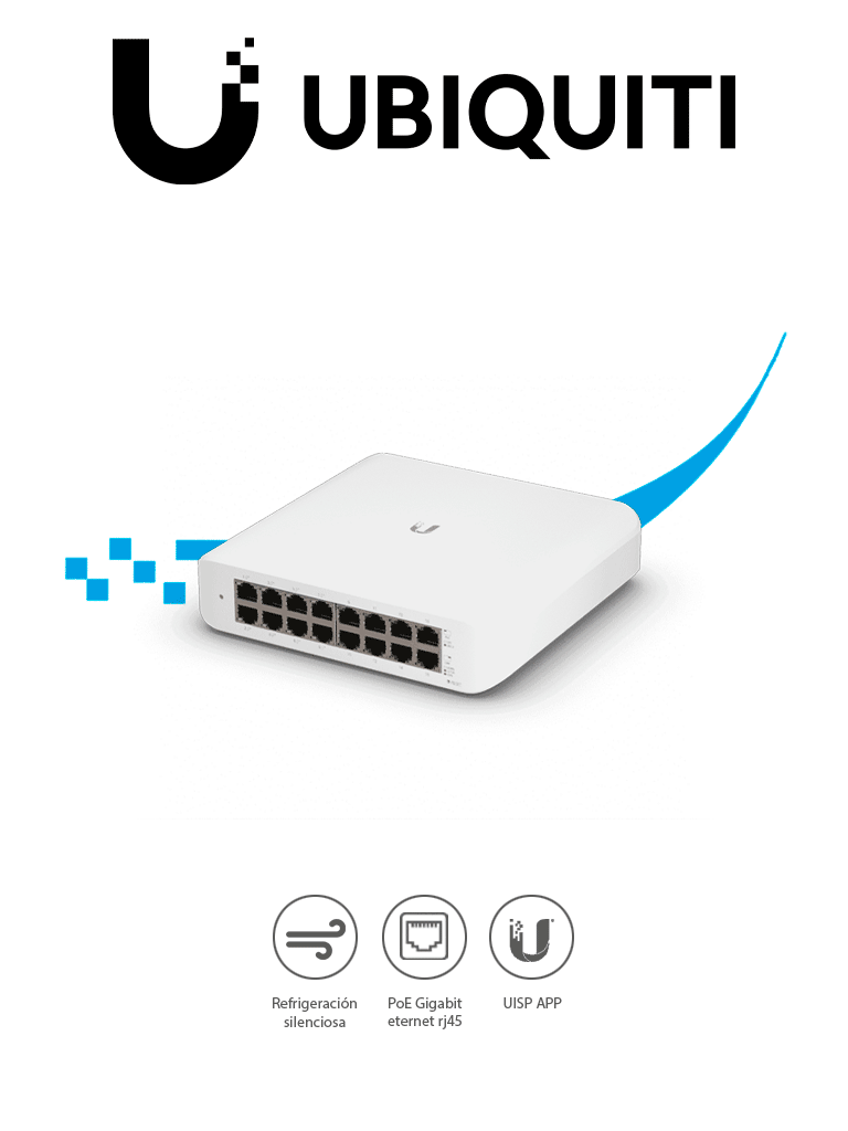 Imagen de UBIQUITI USW-LITE-16-POE - Switch UniFi Lite, PoE administrable, con 16 puertos 10/100/1000 Mbps y 8 puertos 802.3af/at, con un presupuesto PoE de 45W