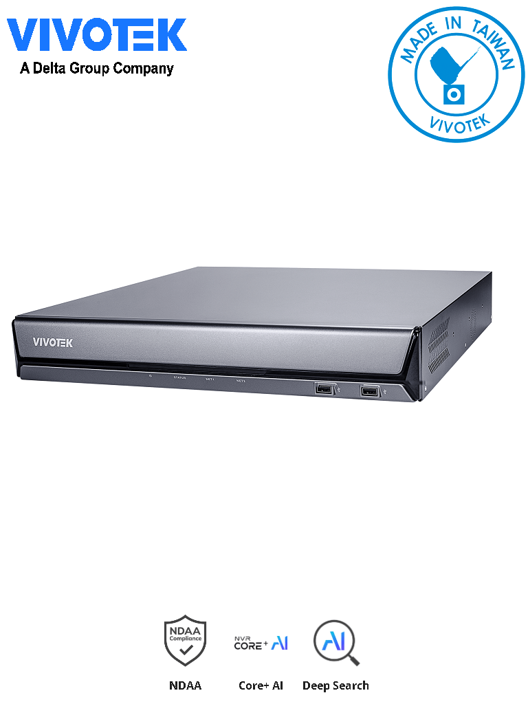 Imagen de VIVOTEK ND9542P - Grabador NVR 32 Canales,16 Puertos PoE, 4 Bahias, Deep Search, Smart VCA Search, Ciberseguridad Trend Micro, Salida HDMI 4K, Centralizacion con VAST 2, VSS, Grabacion de 192Mbps, Gestión PoE, ONVIF, NDAA