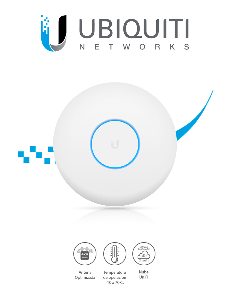 Imagen de UBIQUITI UAP-AC-HD - UniFi AC HD: Access Point para interiores con doble banda 802.11ac, MU-MIMO 4x4, potencia de 25 dBm, hasta 2533 Mbps. Incluye Inyector PoE