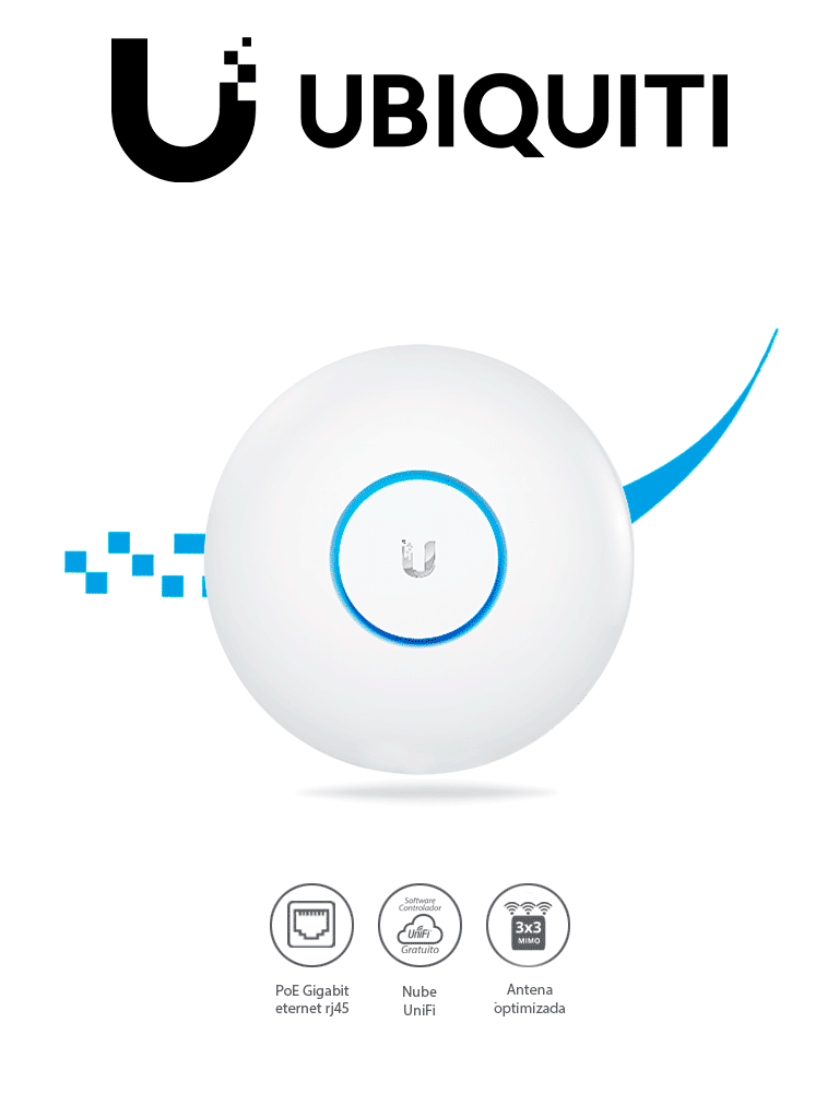 Imagen de UBIQUITI UAP-AC-PRO - UniFi AC: Access Point inalámbrico para interiores con doble banda 802.11ac, MIMO 3x3, potencia de 22 dBm, hasta 1750 Mbps. Incluye Inyector PoE 