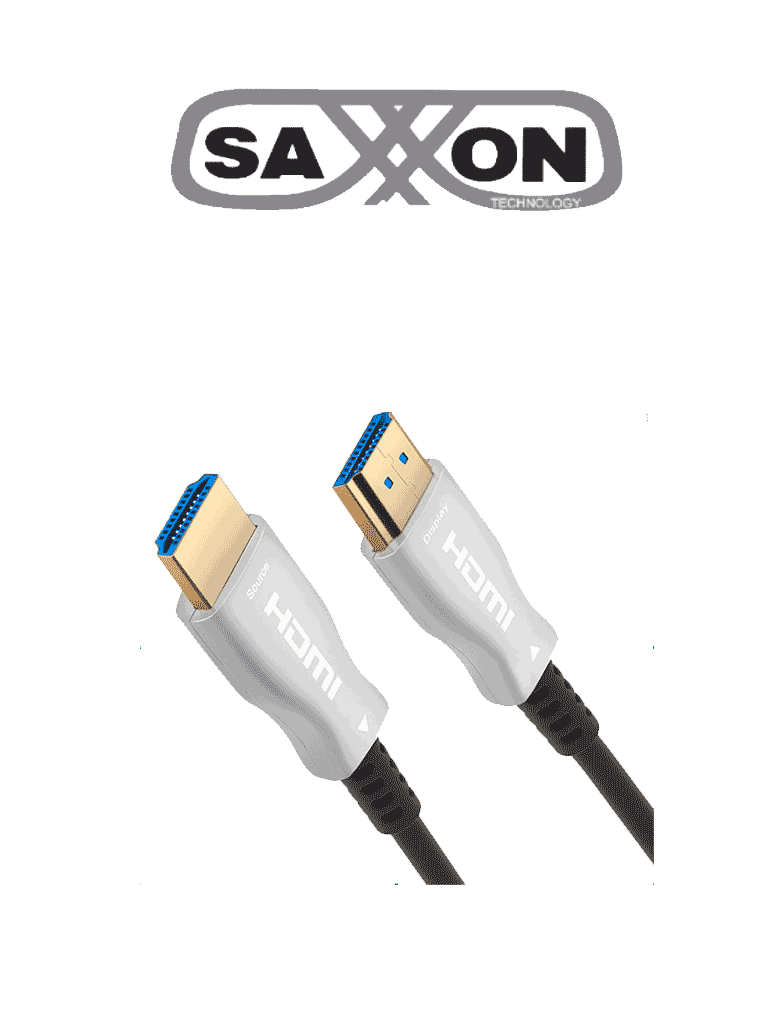 Imagen de SAXXON SX15HDF047 - Cable HDMI de 15 Metros por Fibra Óptica 4K@60Hz / Fibra 4 hilos + 7 hilos cobre estañado / Compatible con HDMI 2.0 / Alta velocidad 18 Gbps / 3D / HDR / Caja de Aleación de Zinc / Calidad Premium