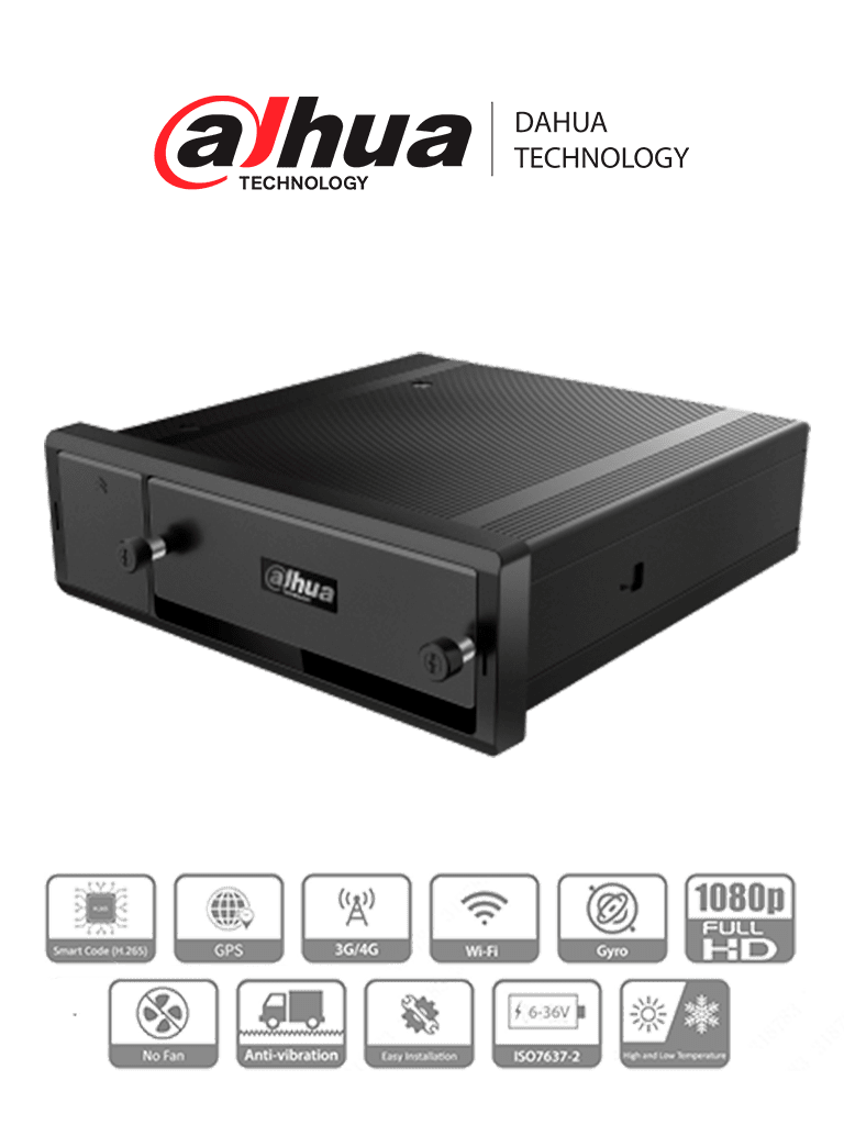 Imagen de DAHUA MNVR4104-GFWI - NVR Movil de 4 Canales con Inteligencia Artificial/ 4 Puertos PoE/ Incluye GPS/ Wifi/ 4G/ Soporta Reconocimiento Facial/ DSM (Monitoreo de Conductor)/ Reconocimiento de Placas (ANPR)/