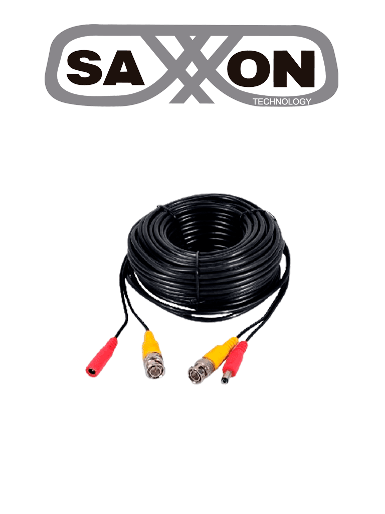 Imagen de SAXXON SXWB30 -  Cable Coaxial Armado / Siamés / Conector BNC RG59 + Conector de Energía / 30 Metros / Para Cámaras 4K / 100% Cobre / Uso interior /