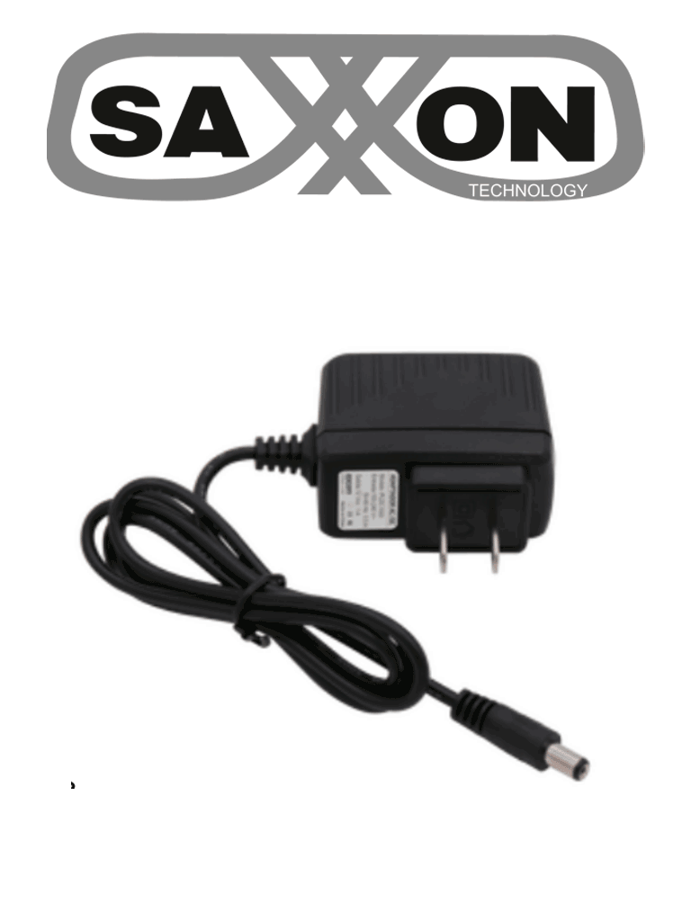 Imagen de SAXXON KA12H1201000USH - Fuente de Poder Regulada / Alimentación de 12 Vcc  1 Amper / Conector Macho / Voltaje de Entrada: 100-240V / Ideal para Cámaras de CCTV , Controles de Acceso y Asistencia