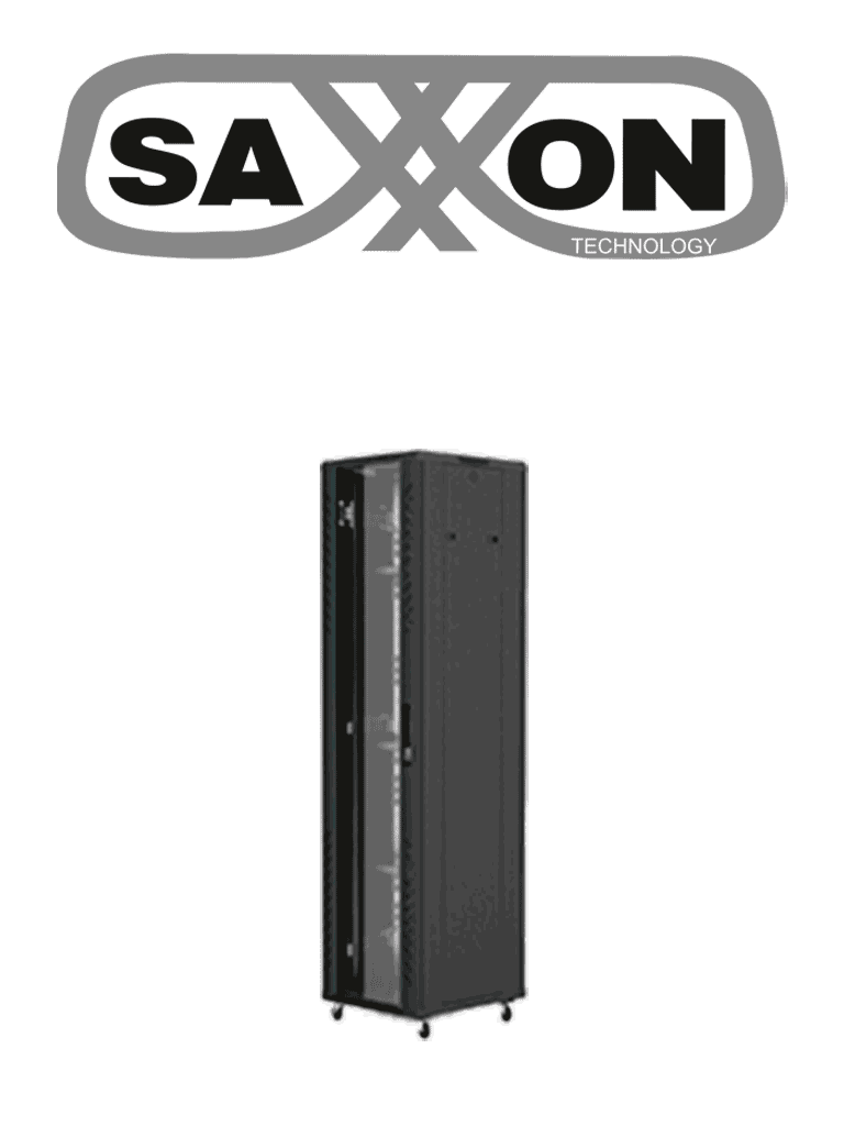 Imagen de SAXXON SXR37U6637S - Gabinete de Piso color Negro / 37UR / Puerta de Vidrio Templado / Alto 180 cm / Ancho 60 cm / Profundidad 60 cm / Incluye Base con 2 Ventiladores 220V  