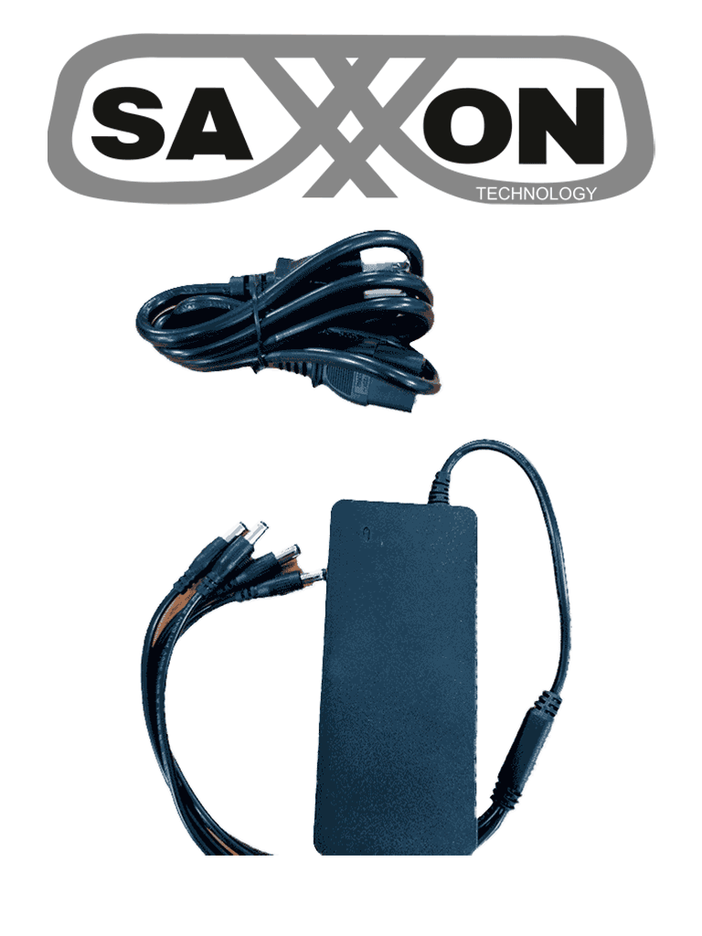 Imagen de SAXXON KA65E1205000Q - Fuente de Poder Regulada / Alimentación 12 Vcc 5 Amper / 4 Conectores Macho / Voltaje de Entrada: 100-240V / Ideal para Cámaras de CCTV , Controles de Acceso y Asistencia