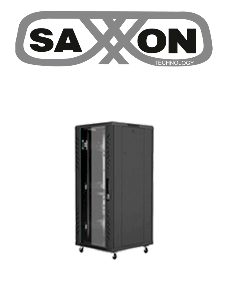 Imagen de SAXXON SXR18U6618S - Gabinete de Piso color Negro  / 18UR / Puerta de Vidrio Templado / Alto 100 cm / Ancho 60 cm / Profundidad 60 cm 