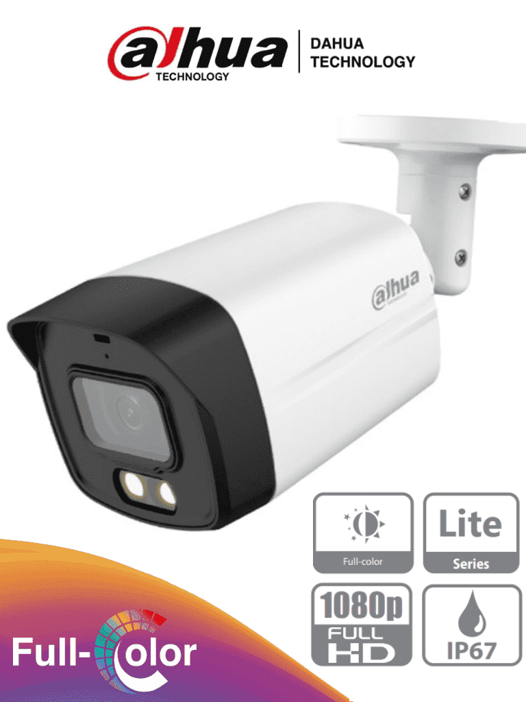 Imagen de DAHUA HAC-HFW1209TLMN-LED - Camara Bullet Full Color de 2 Megapixeles/ 1080p/ Lente de 2.8mm/ 108 Grados de Apertura/ 40 Metros de Iluminación/ DWDR/ IP67/ Metal+Policarbonato/ Soporta: CVI/CVBS/AHD/TVI/    