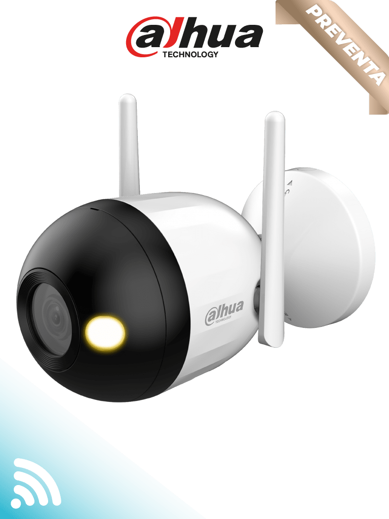 Imagen de DAHUA F2C-LED - Cámara IP Bullet Wifi de 2 Megapíxeles/ Full Color/ Microfono Integrado/ 30 Mts de Luz Visible/ Ranura para MicroSD/ IA con Detección de Humanos/ IP67/   