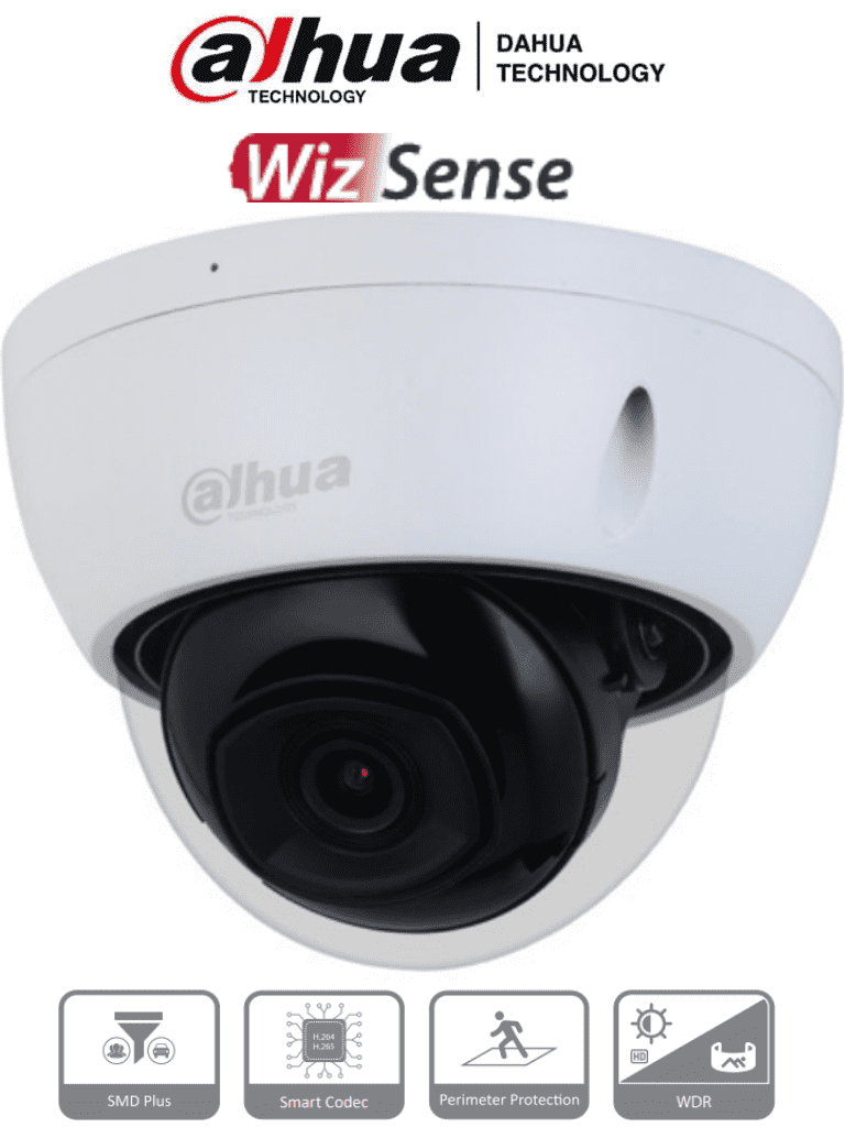 Imagen de DAHUA DH-IPC-HDBW2241E-S Cámara IP Domo Antivandálica de 2 Megapixeles WizSense/ Lente de 2.8mm/ Videoanaliticos con IVS/ 106 Grados de Apertura/ H.265+/ Metalica/ IR 30 de Mts/ WDR Real de 120 dB/ Ranura para MicroSD/ IP67/ IK10/ 