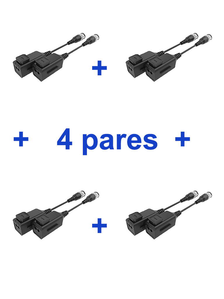 Imagen de UTEPO UTP101PHD6PAK4 - 4 pares de transceptores pasivos HD, diseño para empalmes ordenados, distancias CVI: 720p a 300m, 1080p a 250m, 4MP a 200m, 4K a 150m