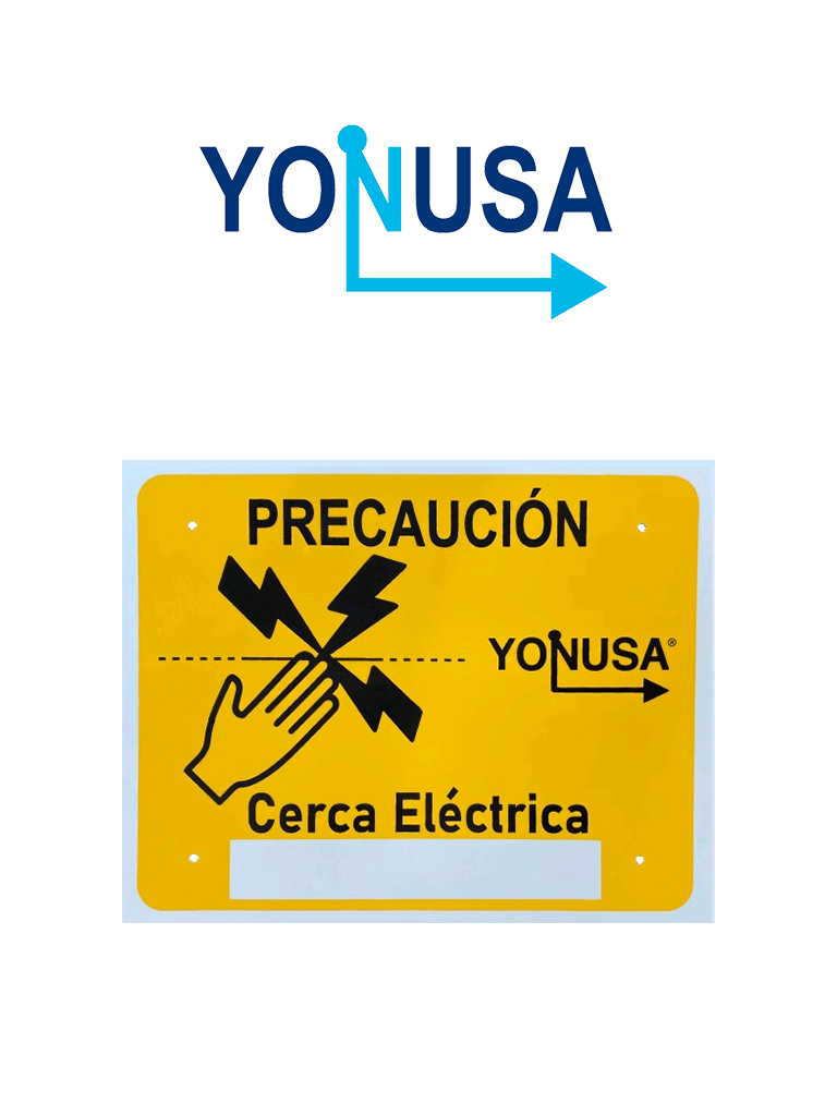 Imagen de YONUSA LPVOLTAS - Letrero o anuncio genérico preventivo de alta tensión para colocación en cercos eléctricos entre cada 6 a 8 metros/ Espacio para publicidad teléfono, logo o correo de empresa