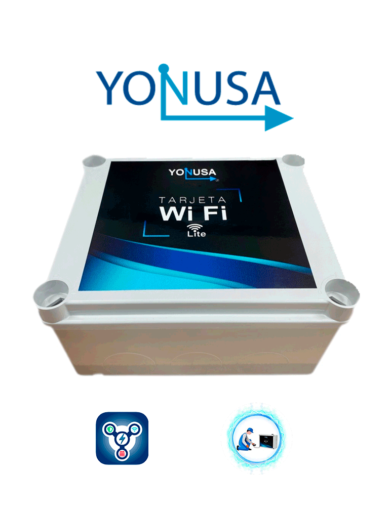 Imagen de YONUSA MWFLITE - Módulo Wifi Lite compatible con energizadores NG Modular, NG Convencional, Alta Frecuencia Anti Plantas y Doble Zona, Uso con aplicación gratuita Yonusa Plus compatible con sistemas iOS y Android para notificaciones de eventos.  