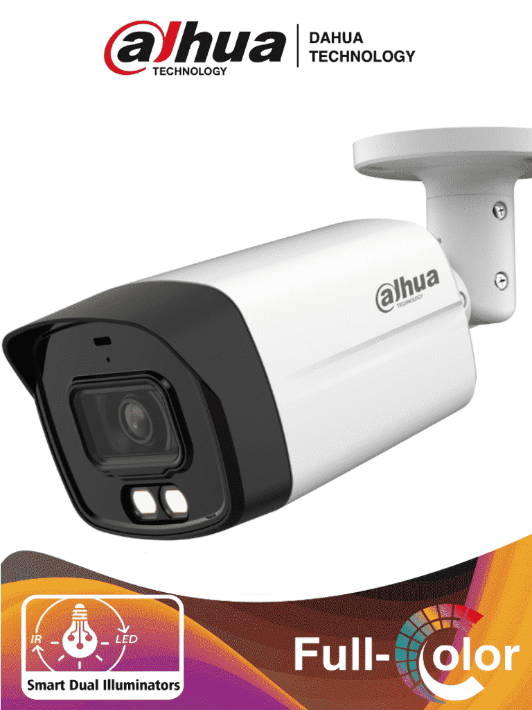 Imagen de DAHUA HAC-HFW1200TLMN-IL-A - Cámara Bullet de 2 Megapíxeles/ Iluminación Dual Inteligente + Full Color/ Lente de 2.8 mm/ 102 Grados de Apertura/ 40 Metros de IR y Luz Visible/ Microfono Integrado/ DWDR/ IP67/Soporta:  CVI/CVBS/AHD/TVI/