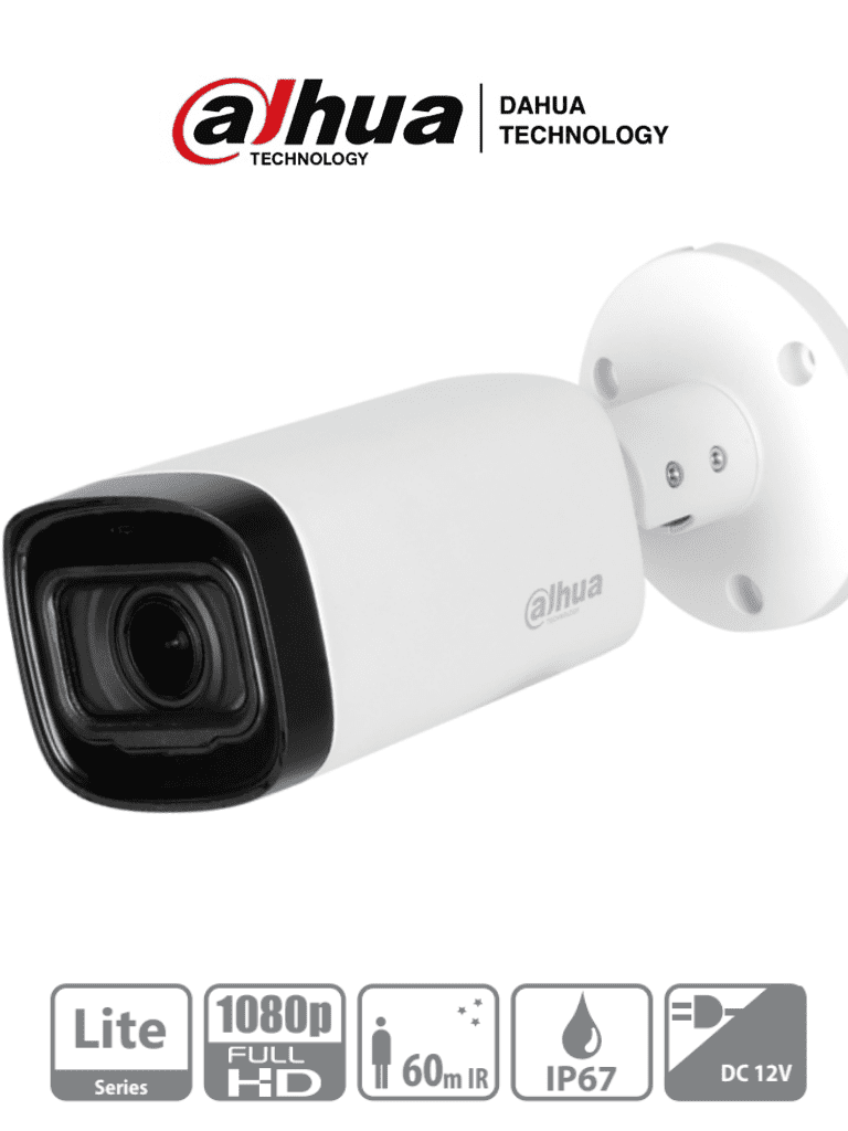 Imagen de DAHUA HAC-HFW1200R-Z-IRE6 - Camara Bullet de 2 Megapixeles/ 1080p/ Lente Motorizado de 2.7 a 12 mm/ IR de 60 Metros/ Metalica/ IP67/ Soporta CVI/CVBS/AHD/TVI/