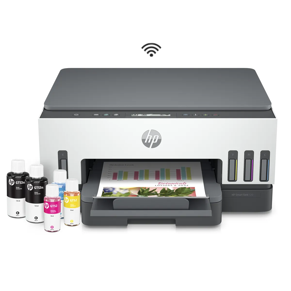 Imagen de Impresora Multifuncional HP Smart Tank 720, Tinta Continua, Color, Wi-Fi, Smart App, Dúplex (6UU46A)