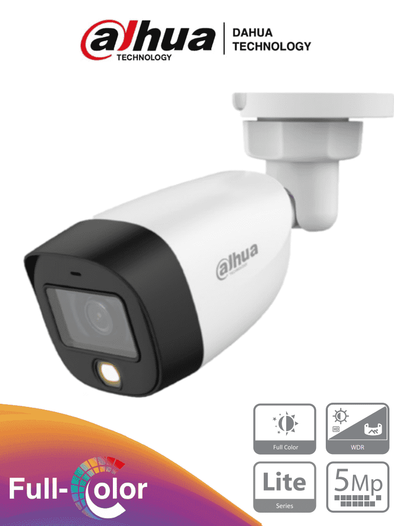 Imagen de DAHUA HAC-HFW1509C-LED-28 - Cámara Bullet Full Color de 5 Megapixeles/ Lente de 2.8 mm/ 112 Grados de Apertura/ Leds para 20 Mts/ WDR de 120 dB/ Starlight/ IP67/ 