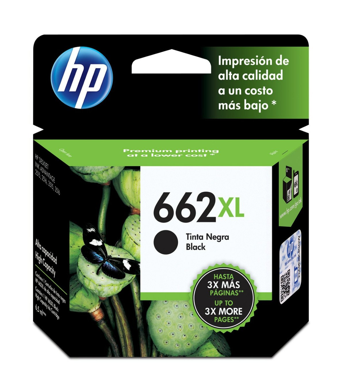 Imagen de Cartucho de Tinta HP 662XL Negra Original