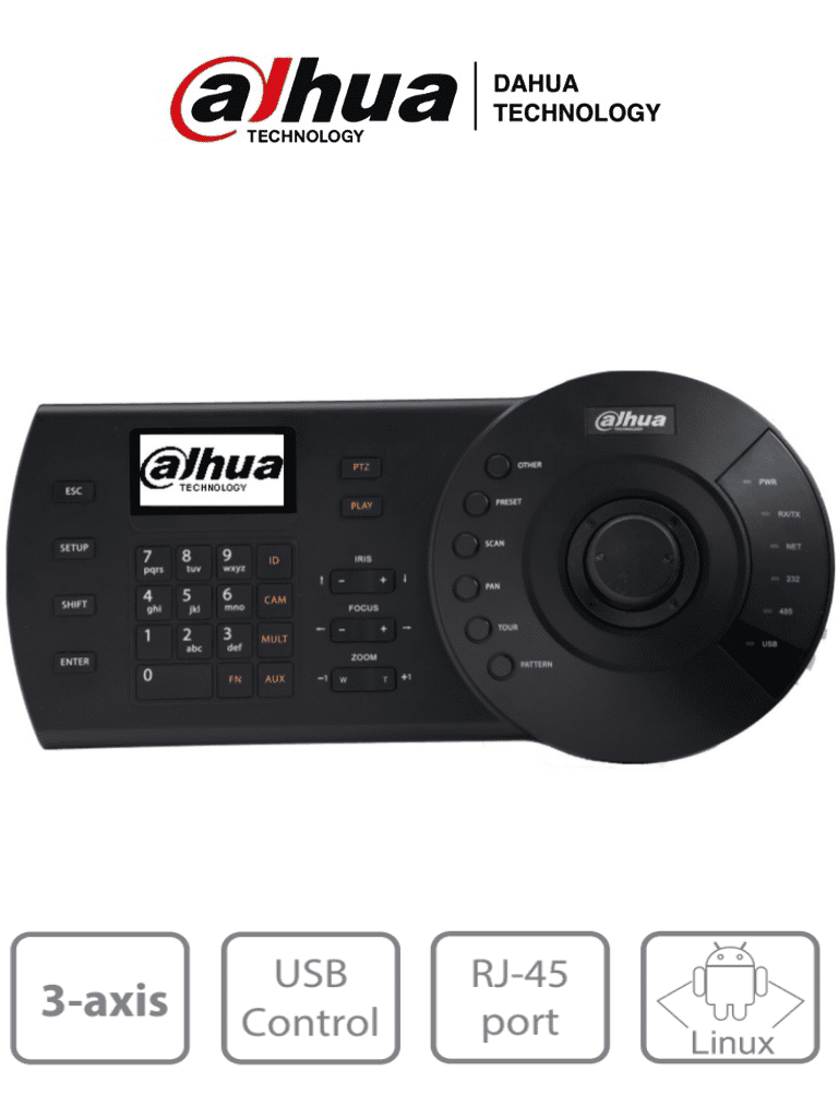 Imagen de DAHUA NKB1000-E - Teclado Controlador IP con Joystick para PTZs Analogicas e IP/ Control de DVRs y NVRs/ Pantalla LCD/ RJ-45/ RS232/ Pelco D & P/  