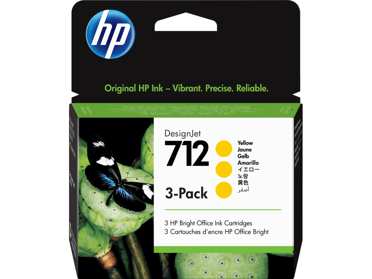 Imagen de Pack de 3 Cartucho de Tinta HP 712 Amarillo DesignJet Original