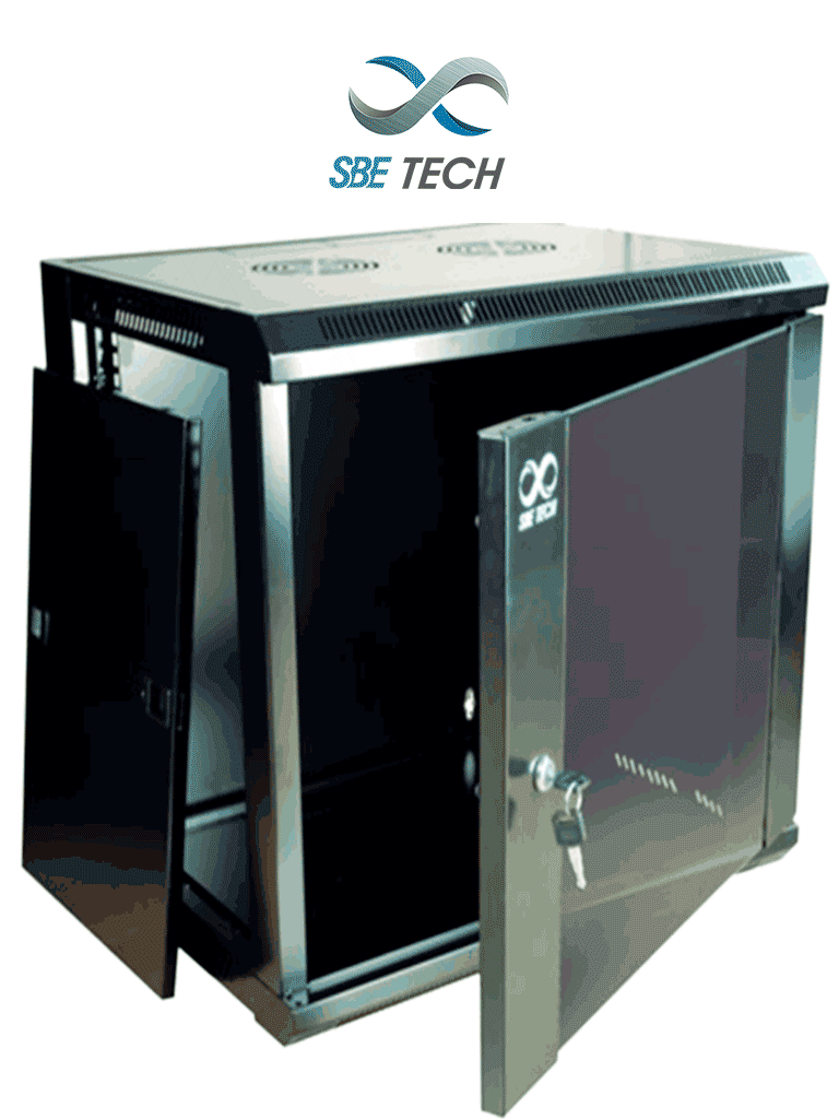 Imagen de SBETECH SBE-GNLPAR15URP- Gabinete de pared 15 UR, con capacidad de carga de 30 Kg, 60x60x69.8 cm, con puerta delantera de cristal templado 