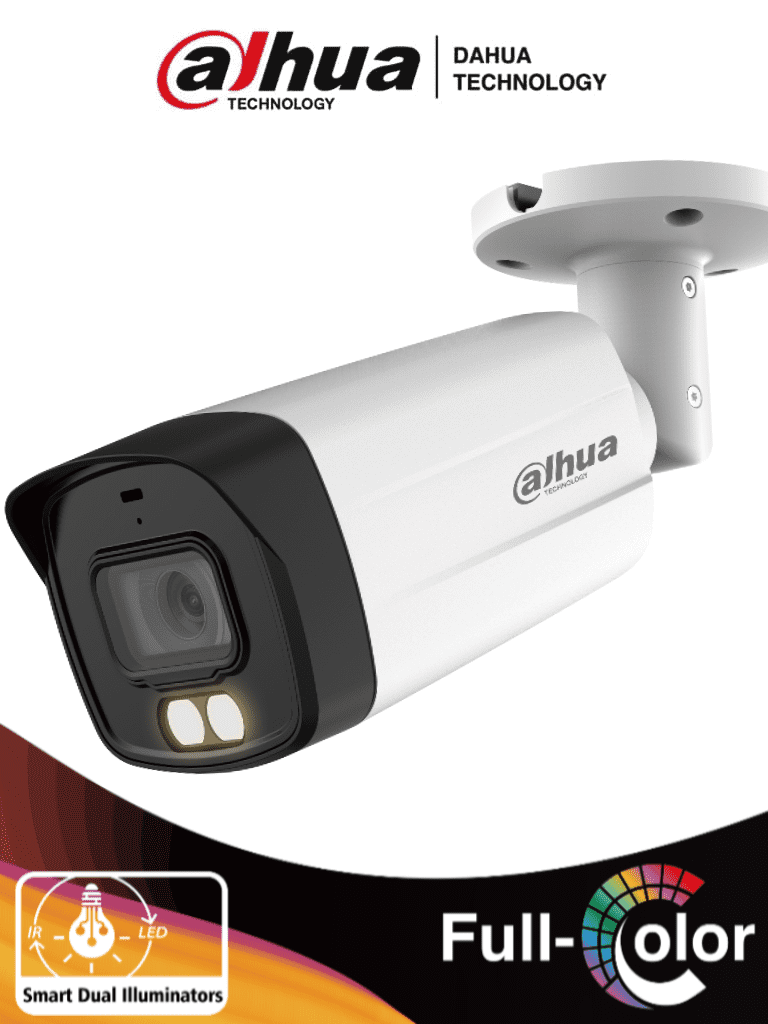 Imagen de DAHUA HAC-HFW1509TMN-IL-A - Cámara Bullet de 5 MP con Iluminador Dual Inteligente y Full Color. Equipado con lente de 2.8 mm y un ángulo de visión de 111° y con micrófono integrado. Ofrece iluminación visible hasta 40 mts, WDR de 130 dB .0 