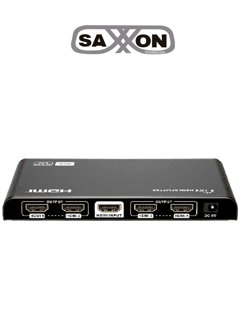 Imagen de SAXXON LKV314HDR-V3.0 - Divisor HDMI 4K con 1 entrada y 4 salidas, resolución 4K x 2K Ultra HD y 1080P Full HD, soporta HDR, salidas de video combinadas en 4K y 1080P, con alcance de hasta 10 metros en entrada y salidas.