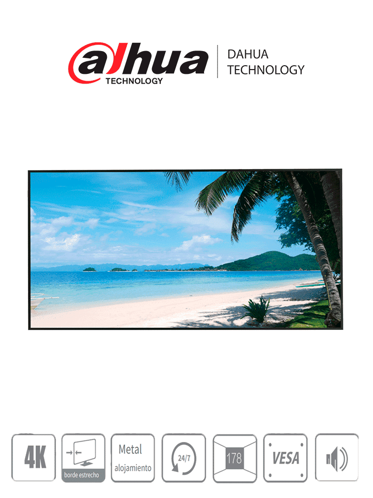 Imagen de DAHUA LM55S400 - Pantalla 4K 55 pulgadas / Profesional para CCTV / Ultra  HD / Panel nivel industrial / 24/7 / Brillo 450 NITS / 6MS / Carcasa de metal