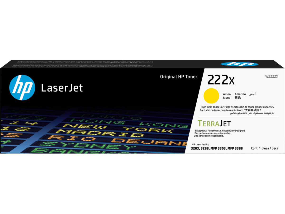 Imagen de Cartucho de tóner Original HP LaserJet 222X de alto rendimiento, amarillo