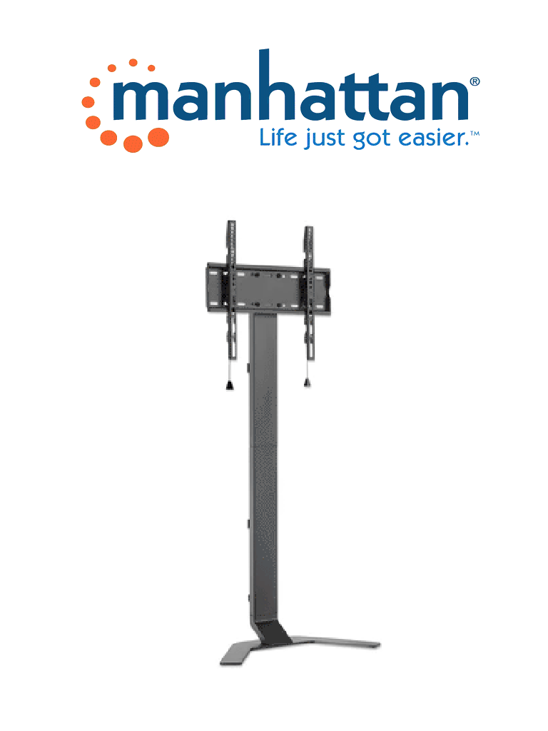 Imagen de MANHATTAN  462044 - Soporte de piso para TV Soporta una pantalla de 32 "a 70" de hasta 40 kg, inclinación de -10 a 3°, altura ajustable, se adapta al sistema de montaje VESA de la pantalla, construcción de aluminio y acero, negro (Sobre Pedido) &MBFIN