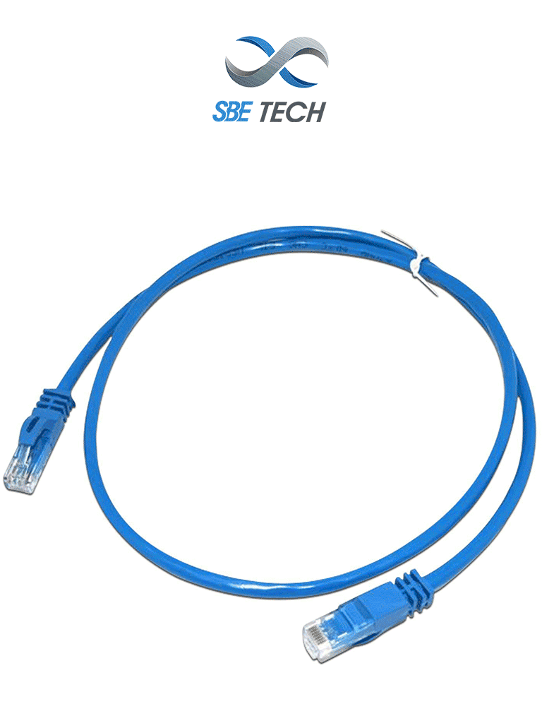 Imagen de SBETECH SBE-PCC61.0M-BL - Patch cord Cat 6, color azul, de 1 metro, con bota inyectada