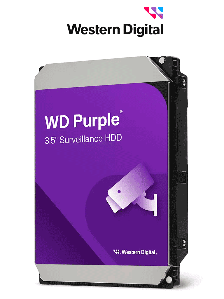 Imagen de WESTERN DIGITAL WD102PURP -  Disco Duro de 10TB Purple PRO/ Especial para Videovigilancia con IA/ Tecnología IA AllFrame/ Interface: Sata 6 Gb/s / Cache 512 M / Hasta 64 Cámaras/ 32 Secuencias de IA para Análisis de Aprendizaje Profundo