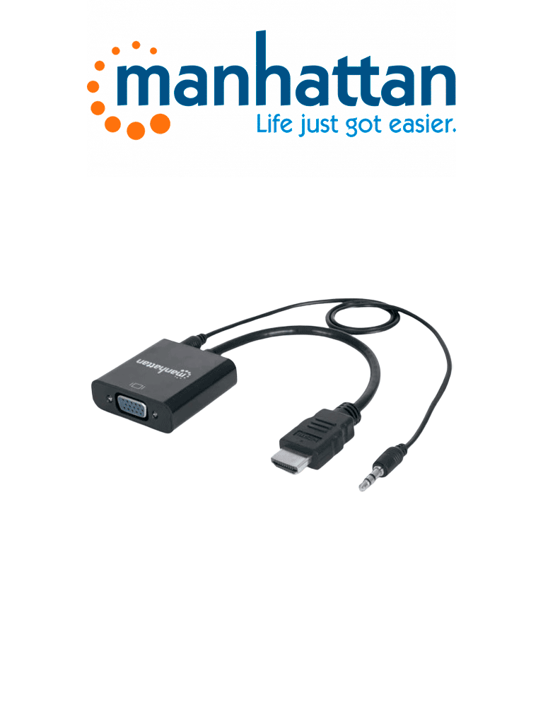 Imagen de MANHATTAN 151559 - Convertidor HDMI a VGA / HDMI macho a VGA hembra / Con audio / Color negro 