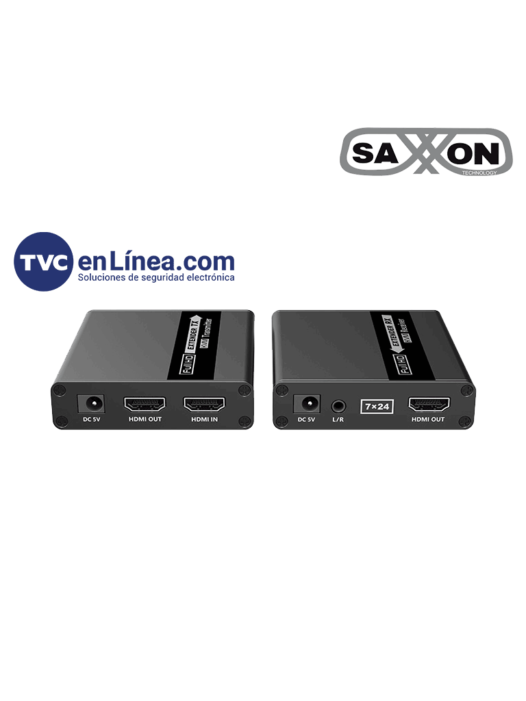 Imagen de SAXXON LKV223 - Kit extensor de video HDMI/ Resolucion 1080P/ 60 Hz/ Hasta 70 metros con Cat6/ 6A/ 7  Cero latencia/ Loop HDMI/ Soporta HDR/ Infra rojo de 2 vías/ Salida de audio/