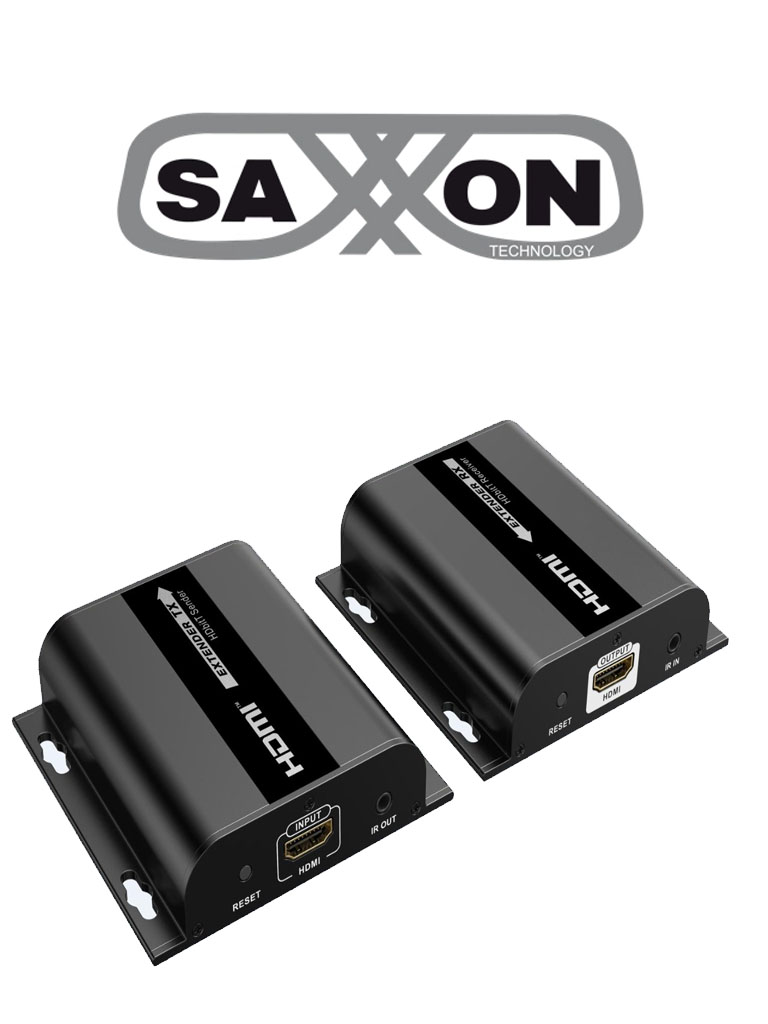 Imagen de SAXXON LKV38340- Kit extensor HDMI sobre IP/ Resolucion 1080p/ Cat 5e/ 6/ hasta 120 metros/ Hasta 253 receptores/ Delay de 70ms/ HdBIT/ Transmisor de IR/ Plug and play