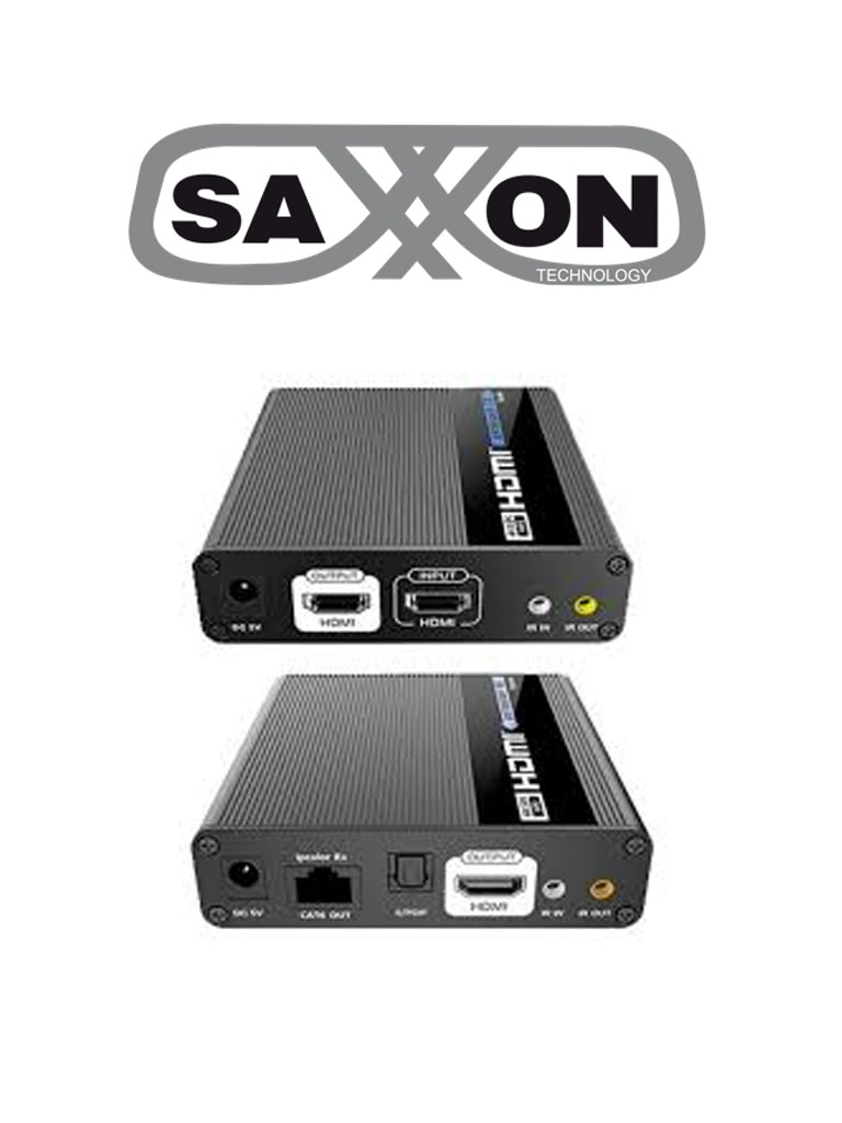 Imagen de SAXXON LKV676E- Kit extensor de video HDMI/ Resolucion 4K/ 60 Hz/ Hasta 70 metros con Cat 6/ 6A/ 7/ Cero latencia/ Loop HDMI/ Soporta HDR/ ARC/ Transmision IR